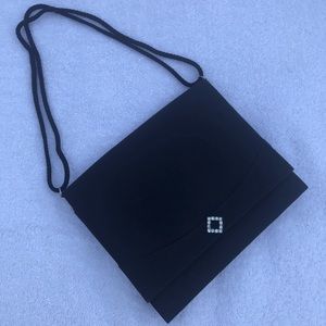 Le Soir Vintage Black Fabric Evening Bag